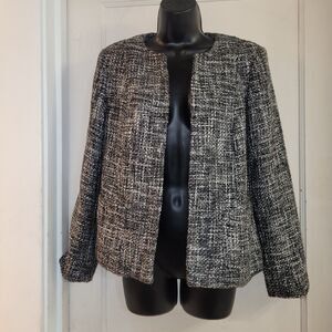 Black and white Tweed Blazer Medium Carole Little
